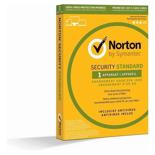 Norton Security Standard 3.0 - Nederlands / Frans / 1 Apparaat / 1 Jaar / Windows / Mac / iOS / Android