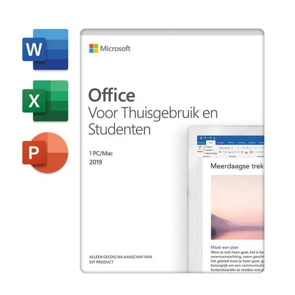 Microsoft Home & Student 2019 - Nederlands - 1 jaar abonnement