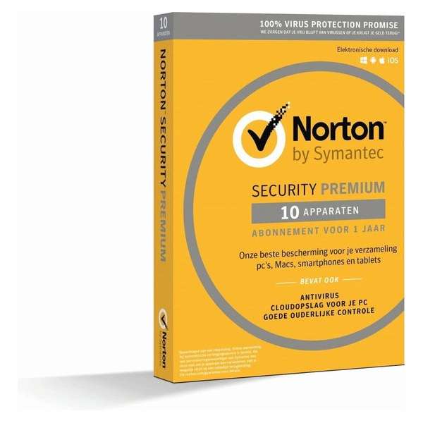 Norton Security Premium 2019 10 Apparaten | 1 jaar | Met 25GB Backup | Windows / Mac / iOS / Android | Download