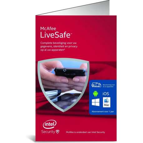 McAfee LiveSafe 2016 Standalone - Nederlands / Onbeperkt aantal Apparaten / 1 Jaar / Windows / Mac / Android / IOS