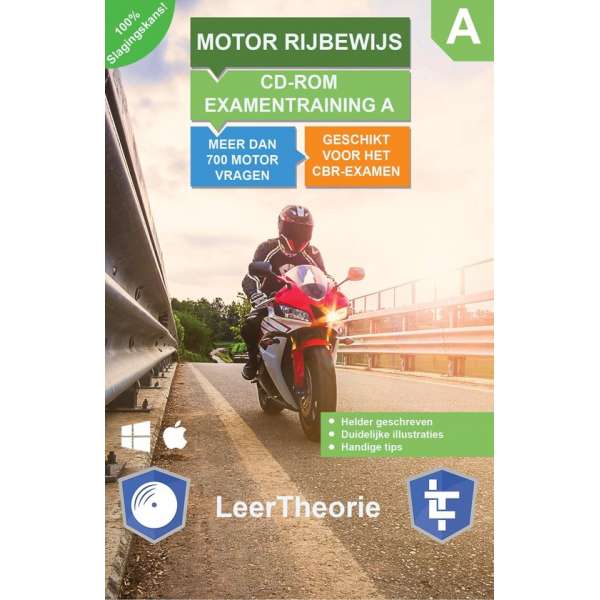 Motor Rijbewijs A - CD-ROM Motor Examentraining A - 700 oefenvragen - 15 Theorie Examens - Ontworpen voor het CBR theorie-examen