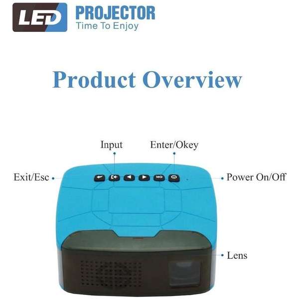 Mini LED beamer - LED Projector - Draagbaar - Portable - 16-110 inch - incl. Afstandsbediening