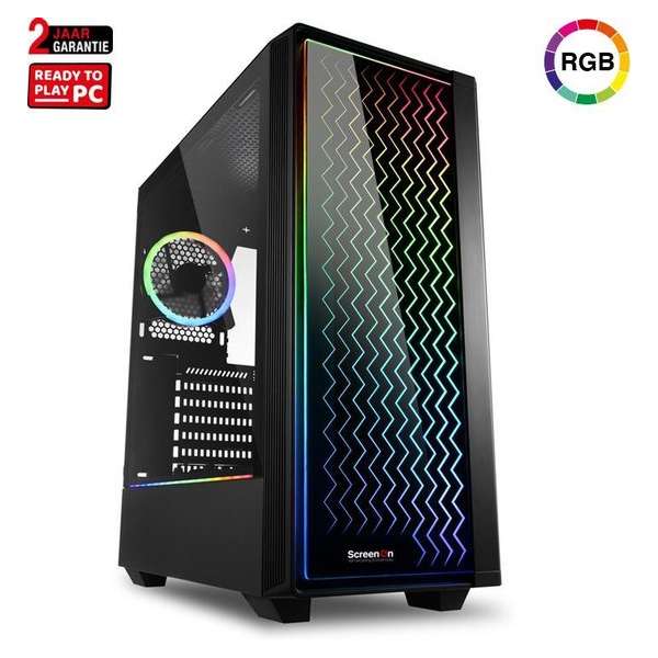 ScreenON - Mid-Range Desktop Game PC [AMD Ryzen 5 2600, AMD Radeon RX 570 8GB, 16GB RAM, 480GB SSD] Windows 10 Gaming Computer