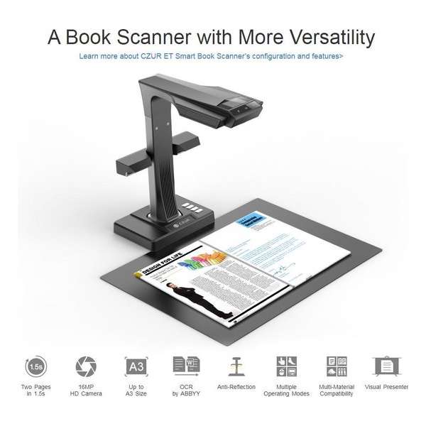 Czur ET-16 Plus smart boekenscanner & documentenscanner