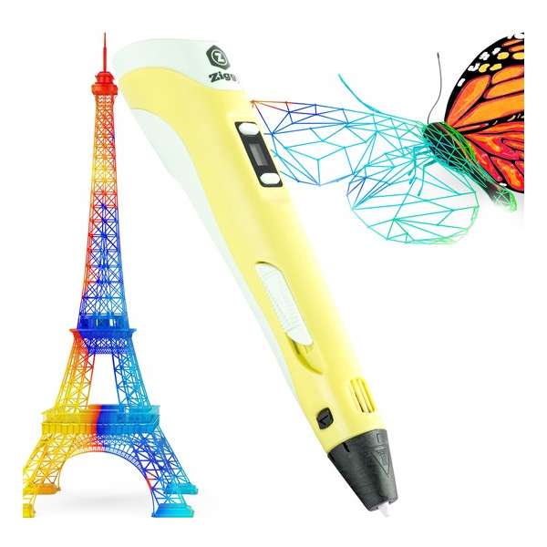 Ziggy 3D pen - 3D pennen - 3 in 1 starterspack- 3D printer - Filament - Kleur Geel