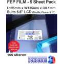 Monocure 3D FEP FILM 100 Micron (5 Sheet Pack)