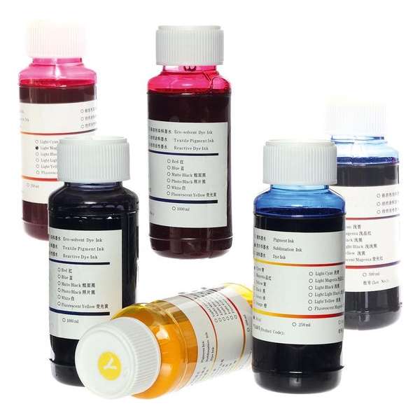 Set van 6 kleuren Sublimatie inkt CMYKLcLm 100ml