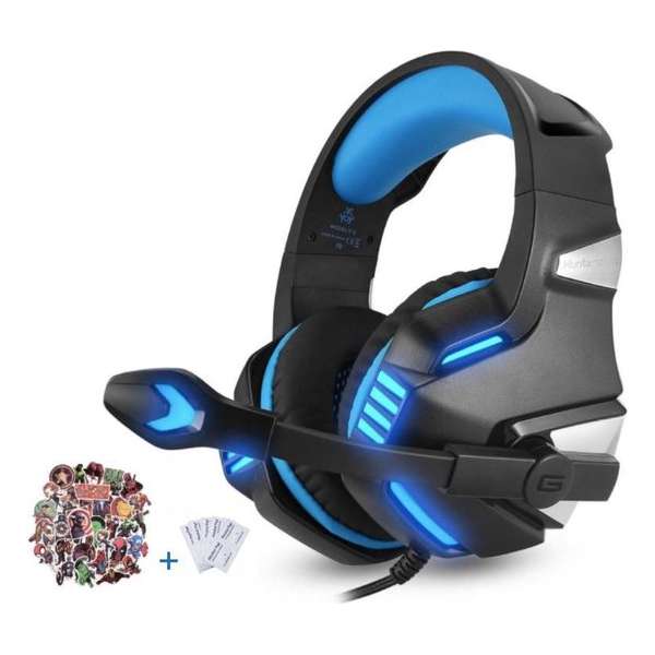 Gaming Headset voor PS4 Xbox One, Micolindun Over Ear Gaming Koptelefoon met Microfoon - Blauw