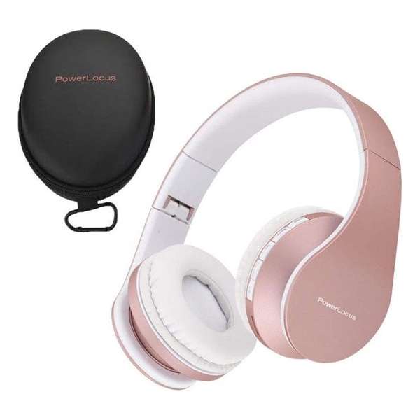 PowerLocus P1 draadloze Over-Ear Koptelefoon Inklapbaar - Bluetooth - Met microfoon – Rose Gold