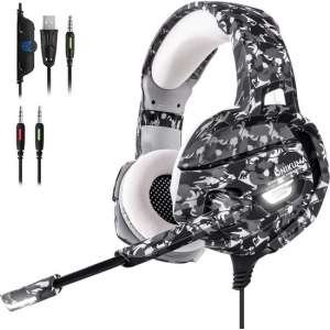 ONIKUMA K5 - Gaming headset - Camouflage Grijs - PS4 + PC + Xbox One + Nintendo Switch