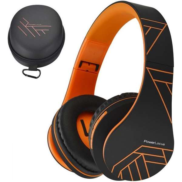 PowerLocus P2 draadloze Over-Ear Koptelefoon Inklapbaar - Bluetooth Hoofdtelefoon - Met microfoon – Oranje