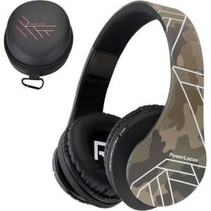 PowerLocus P2 draadloze Over-Ear Koptelefoon Inklapbaar - Bluetooth Hoofdtelefoon - Met microfoon – Camouflage