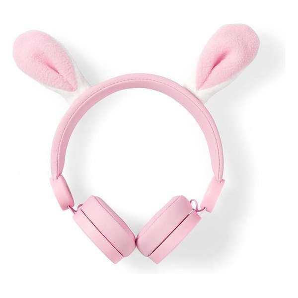 Nedis Bedrade Koptelefoon | 1,2 m Ronde Kabel | On-Ear | Afneembare magnetische oren | Robby Rabbit | Roze