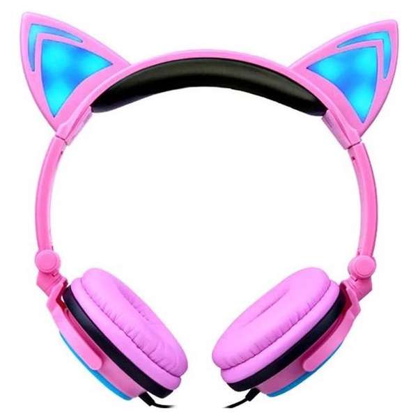 Kinder koptelefoon Met Led verlichting - Headphone Kids - Pink