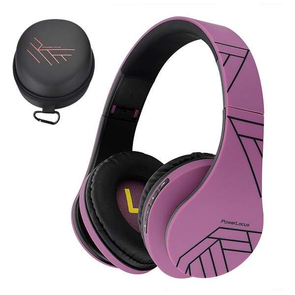 PowerLocus P2 draadloze Over-Ear Koptelefoon Inklapbaar - Bluetooth Hoofdtelefoon - Met microfoon - Zwart/Purper