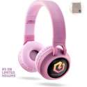 PowerLocus Buddy Draadloze On-Ear Koptelefoon voor Kinderen, LED lampjes, 85db Limiet, met Microfoon, Micro SD poort - Roze