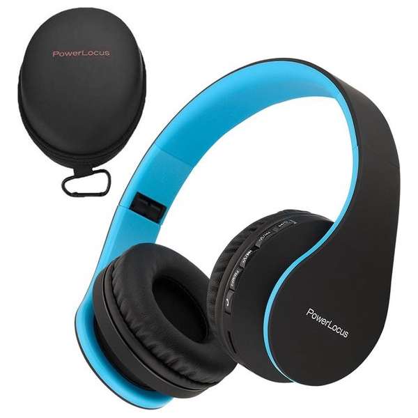 PowerLocus P1 draadloze Over-Ear Koptelefoon Inklapbaar - Bluetooth - Met microfoon – Zwart/Blauw