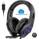 EasySMX VIP-002D Over-ear gaming headset met microfoon en RGB LED verlichting, 7.1 Surround sound, zwart