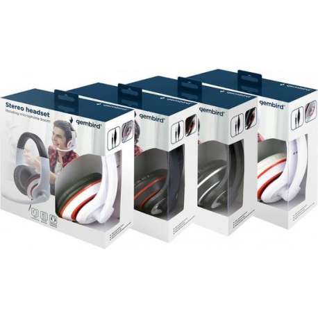 Gembird stereo headset met microfoon wit