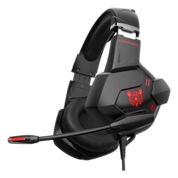 ONIKUMA K11 - Gaming headset met microfoon, LED's via USB, 1 x 3,5 mm-aansluiting en 50 mm-element, bedraad - zwart