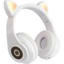 kinder koptelefoon kitty cat wit met led oortjes