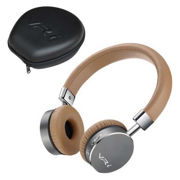 VR-i RHYTHM draadloze On-Ear koptelefoon - Butterum Brown met luxe opbergdoos