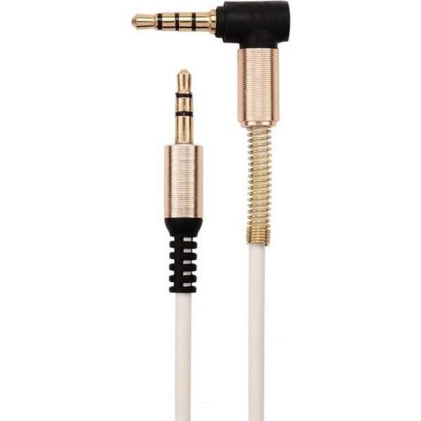 Coretek 3,5mm Jack gekrulde hoofdtelefoon kabel met microfoon - wit - 2 meter