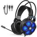 EasySMX COOL2000-BLUE Over-ear gaming headset met microfoon, LED  verlichting, Zwart/blauw