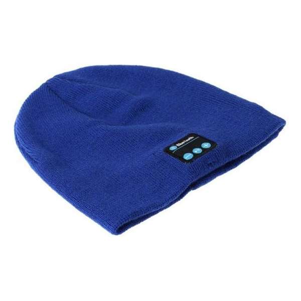 Q-time Beanie Muts - ingebouwde koptelefoon - Bluetooth - Blauw