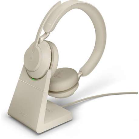 Jabra Evolve2 65 MS Stereo Bluetooth Headset USB-C - Microsoft Teams gecertificeerd - Incl. Laadstandaard - Beige