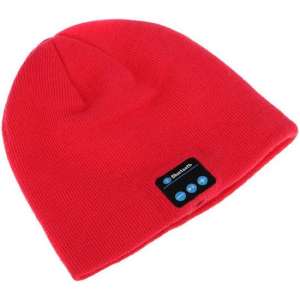 Q-time Beanie Muts - ingebouwde koptelefoon - Bluetooth - Rood