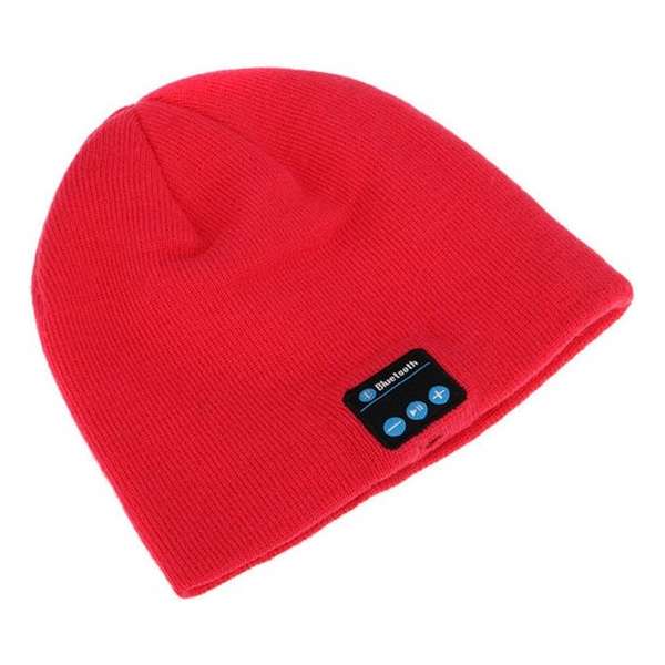 Q-time Beanie Muts - ingebouwde koptelefoon - Bluetooth - Rood