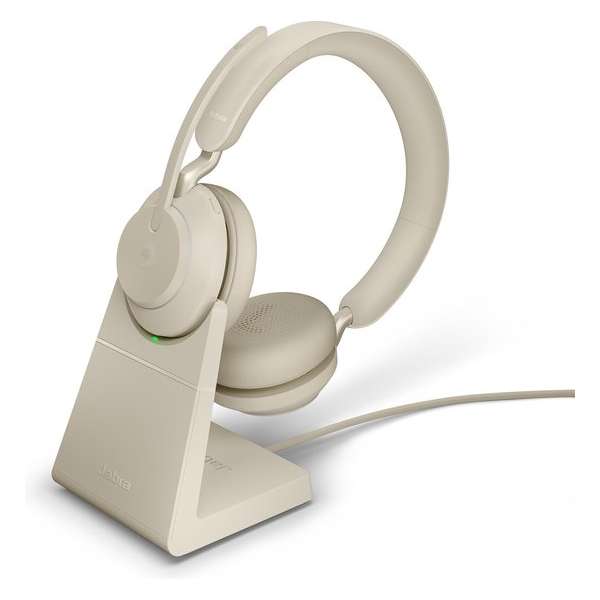 Jabra Evolve2 65 MS Stereo Bluetooth Headset USB-A - Microsoft Teams gecertificeerd - Incl. Laadstandaard - Beige