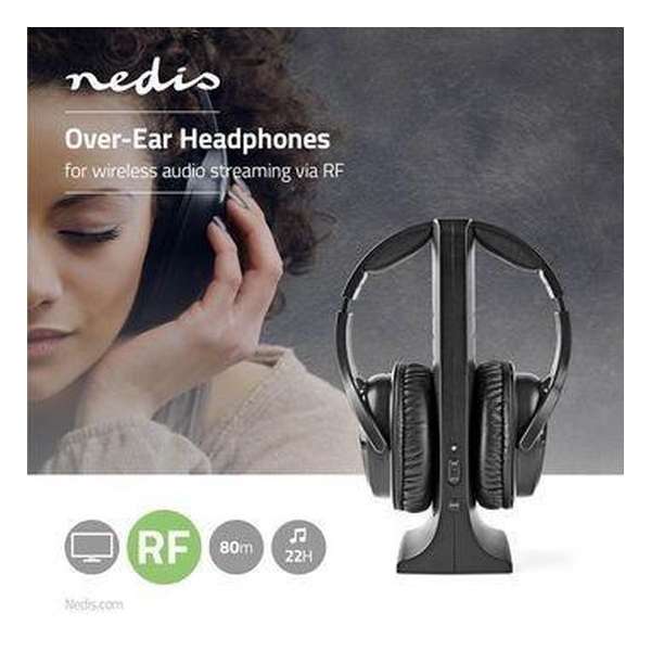 Nedis HPRF320BK Wireless Headphones Radio Frequency (rf) Over-ear Charging Base Zwart