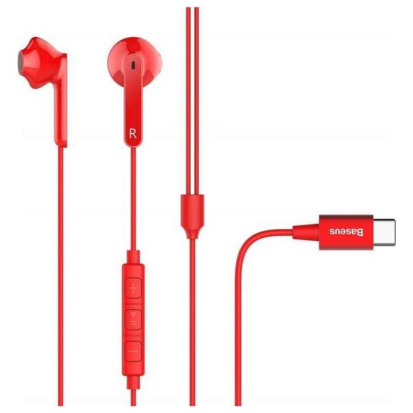 USB-C stereo in-ear koptelefoon afstandsbediening 3 BASEUS Encok C16-knoppen