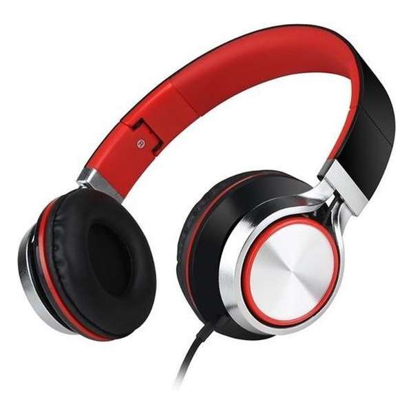 GadgetBay HD200 On-ear draadgebonden Stereo Koptelefoon - Microfoon Metallic Rood Zwart