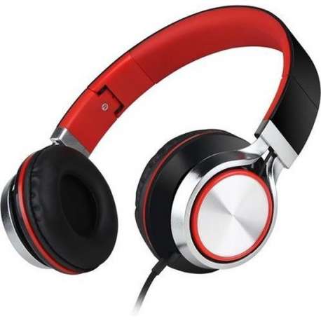 GadgetBay HD200 On-ear draadgebonden Stereo Koptelefoon - Microfoon Metallic Rood Zwart