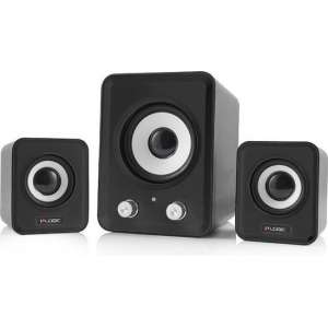 Logic LS-20 compact 2.1 speaker met volume en Bass control - zwart