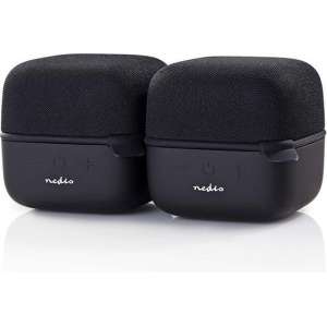 Nedis Luidspreker met Bluetooth® | 15 W | True Wireless Stereo (TWS) | 2 stuks | Zwart / zwart