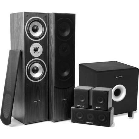 SkyTronic 5.1 home cinema surround speakerset 1300W met 10 inch subwoofer