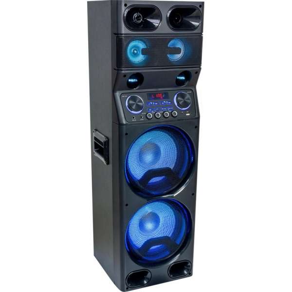 LED verlichte speaker 450W met Bluetooth/USB en FM Tuner