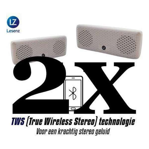 LeSenz Pocket TWS stereo bluetooth speakerset met 2 speakers -Wit