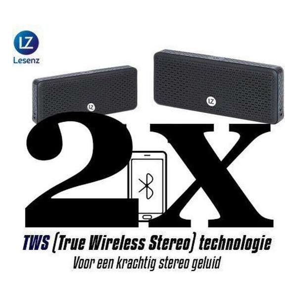 LeSenz Pocket TWS stereo bluetooth speakerset met 2 speakers