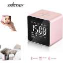 TKSTAR Draadloze Bluetooth-luidspreker LCD Scherm Handsfree FM-radio Muziek Make-up Spiegel Wekker | Roze