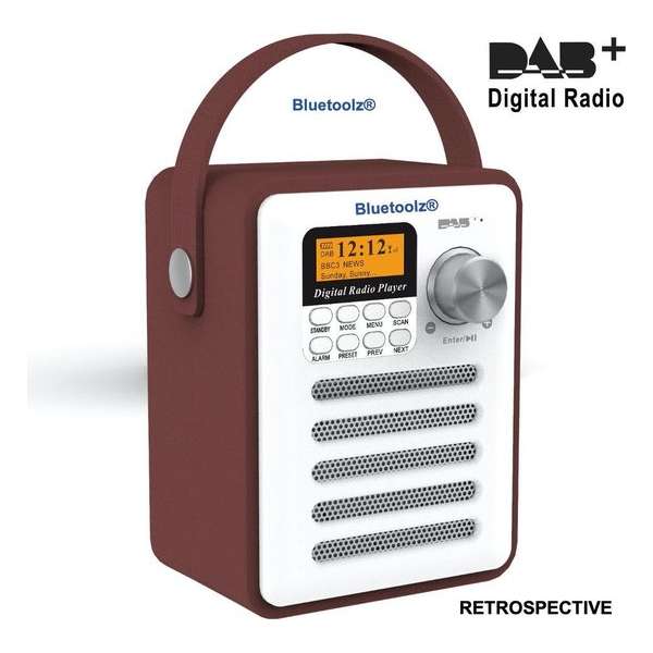 Bluetoolz® | DAB+ BT-H6 | Digitaal all-in one portable muziek systeem met Bluetooth| (steen) Rood