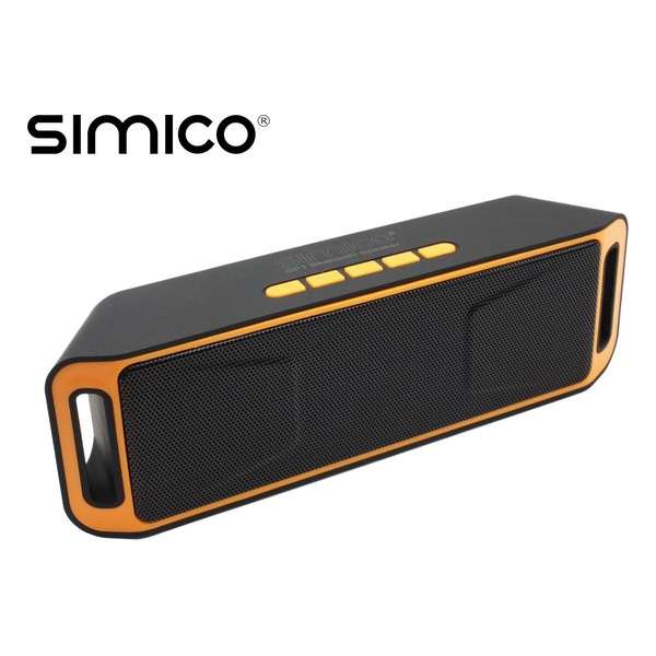 SIMICO SP1 Outdoor Bluetooth Speaker Oranje 1800mAh met USB-in en memorycard slot