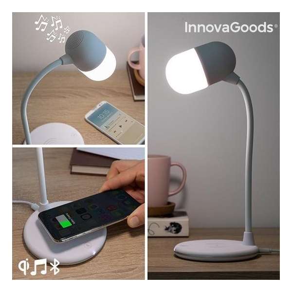 LED-LAMP MET LUIDSPREKER EN DRAADLOZE OPLADER AKALAMP INNOVAGOODS