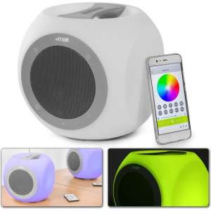 Bluetooth speaker - MAX CX1 waterdichte LightCube Bluetooth speaker met gekleurde LED verlichting die bedienbaar is via een app.