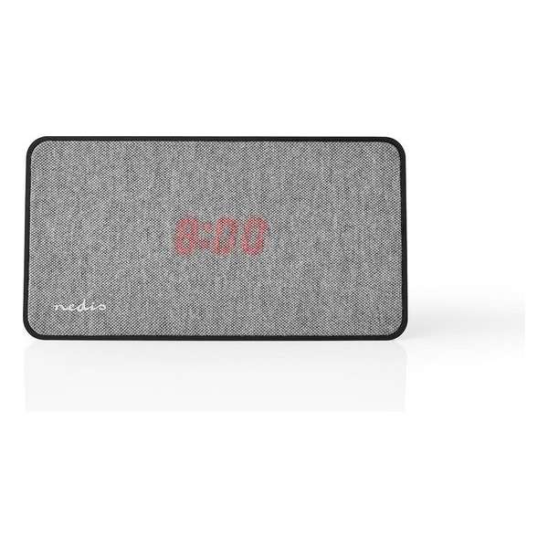 Nedis Fabric Bluetooth® Speaker | 15 W | Up to 4 Hours Playtime |Digital Clock | Grey / Black