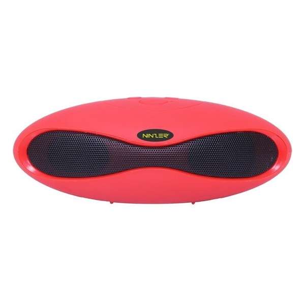 Ninzer® Bluetooth Speaker met micro SD slot, USB poort en radio en ingebouwde microfoon | Rood